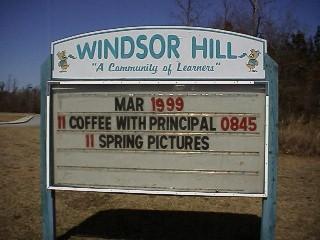 Windsor Hill Elementary School message sign